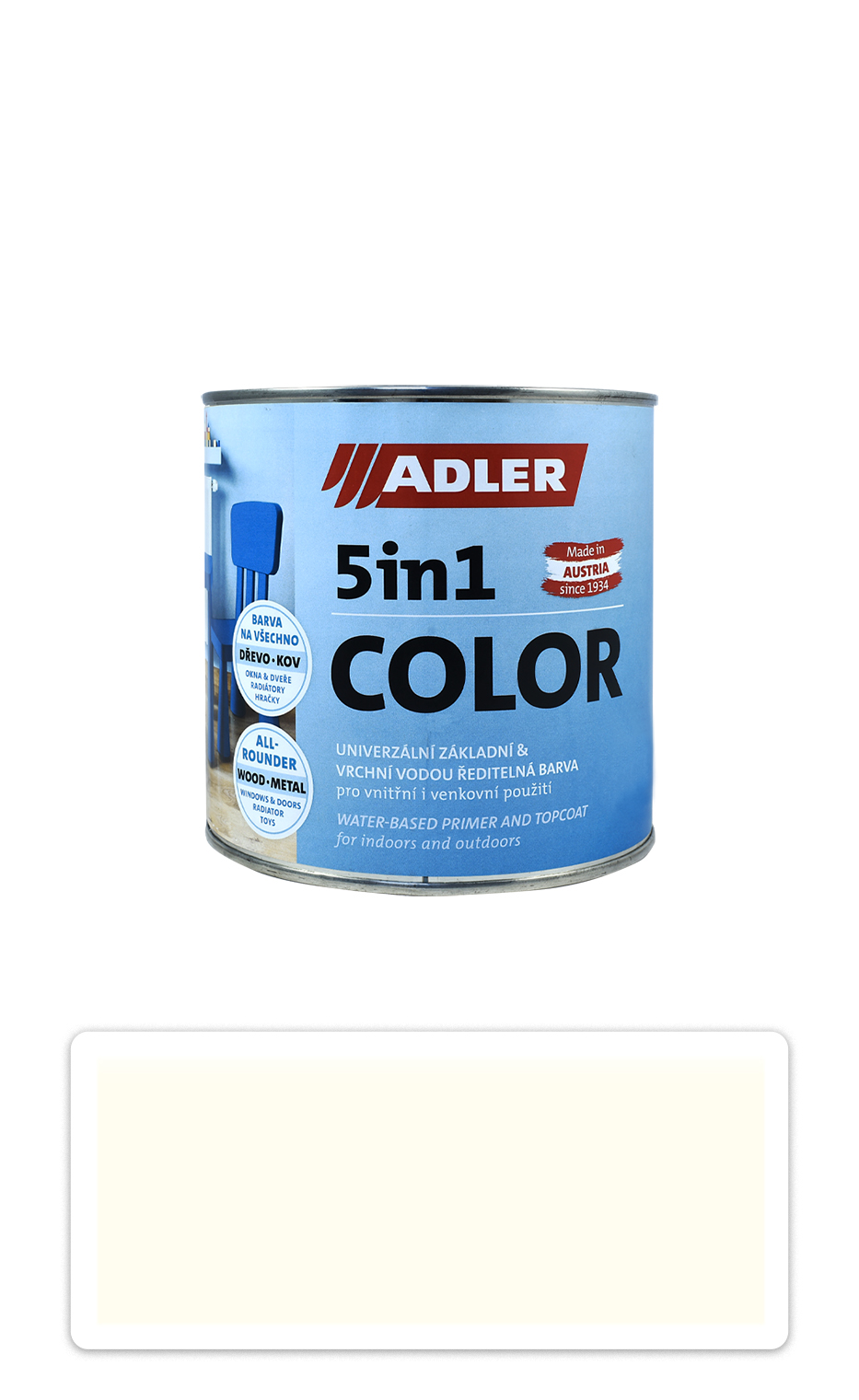ADLER 5in1 Color - univerzální vodou ředitelná barva 0.75 l Cremeweiss / Krémová RAL 9001