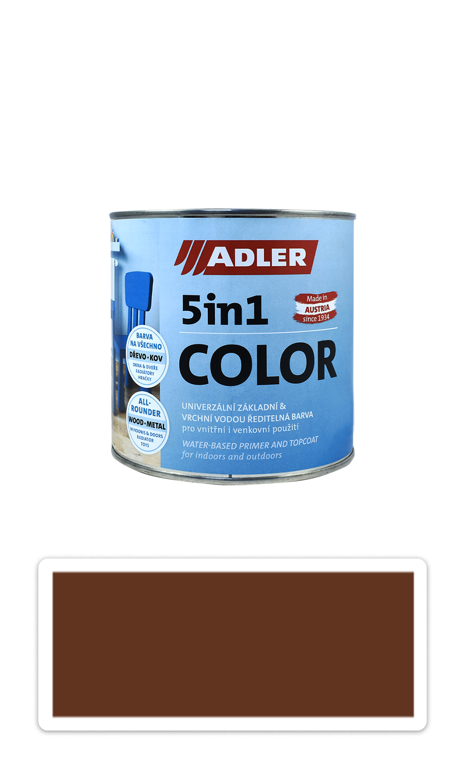 ADLER 5in1 Color - univerzální vodou ředitelná barva 0.75 l Rehbraun / Světle žlutohnědá RAL 8007