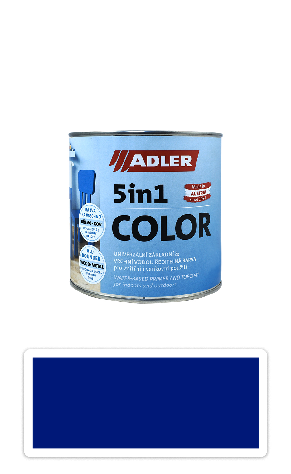 ADLER 5in1 Color - univerzální vodou ředitelná barva 0.75 l Ultramarinblau / Ultramarínová RAL 5002