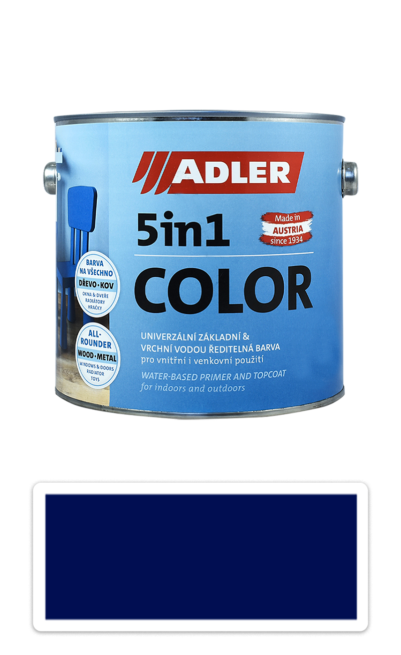ADLER 5in1 Color - univerzální vodou ředitelná barva 2.5 l Nachtblau / Noční modrá RAL 5022