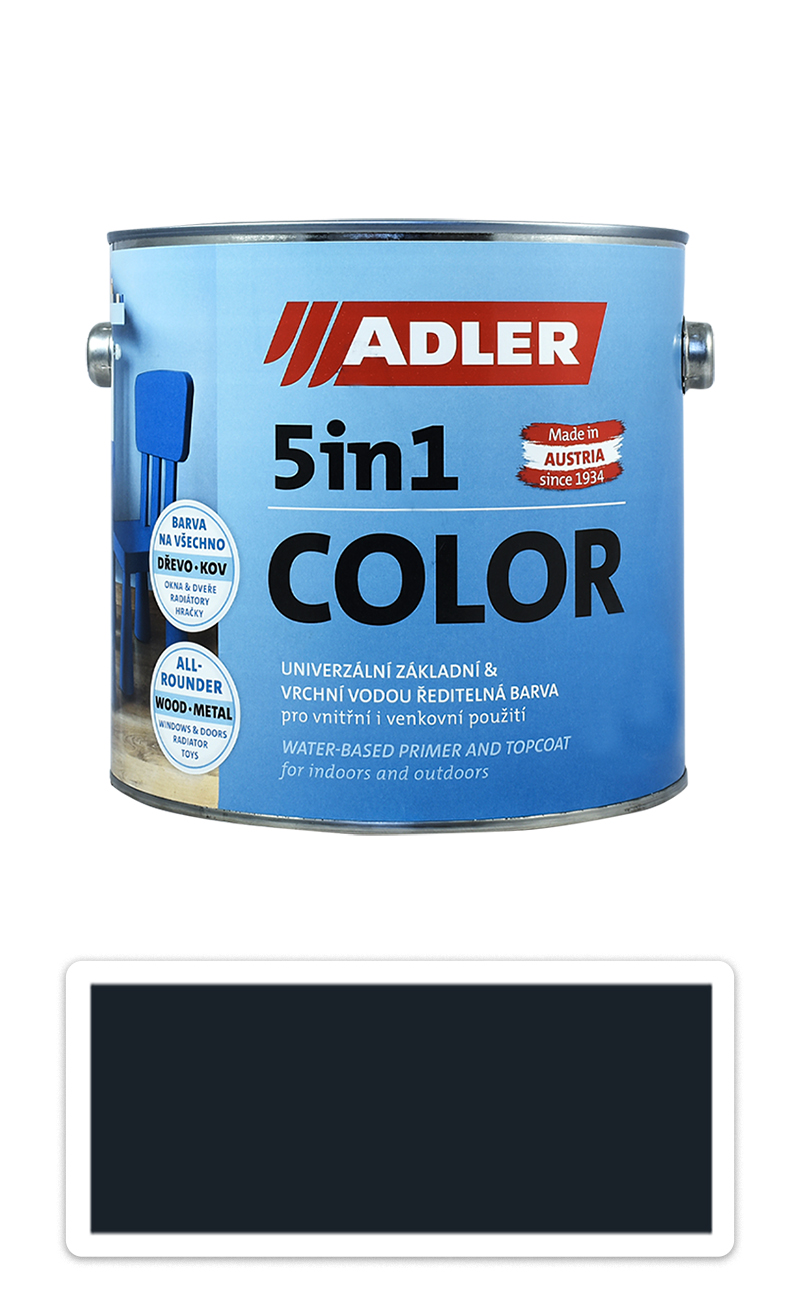 ADLER 5in1 Color - univerzální vodou ředitelná barva 2.5 l Schwarzgrau / Černošedá RAL 7021