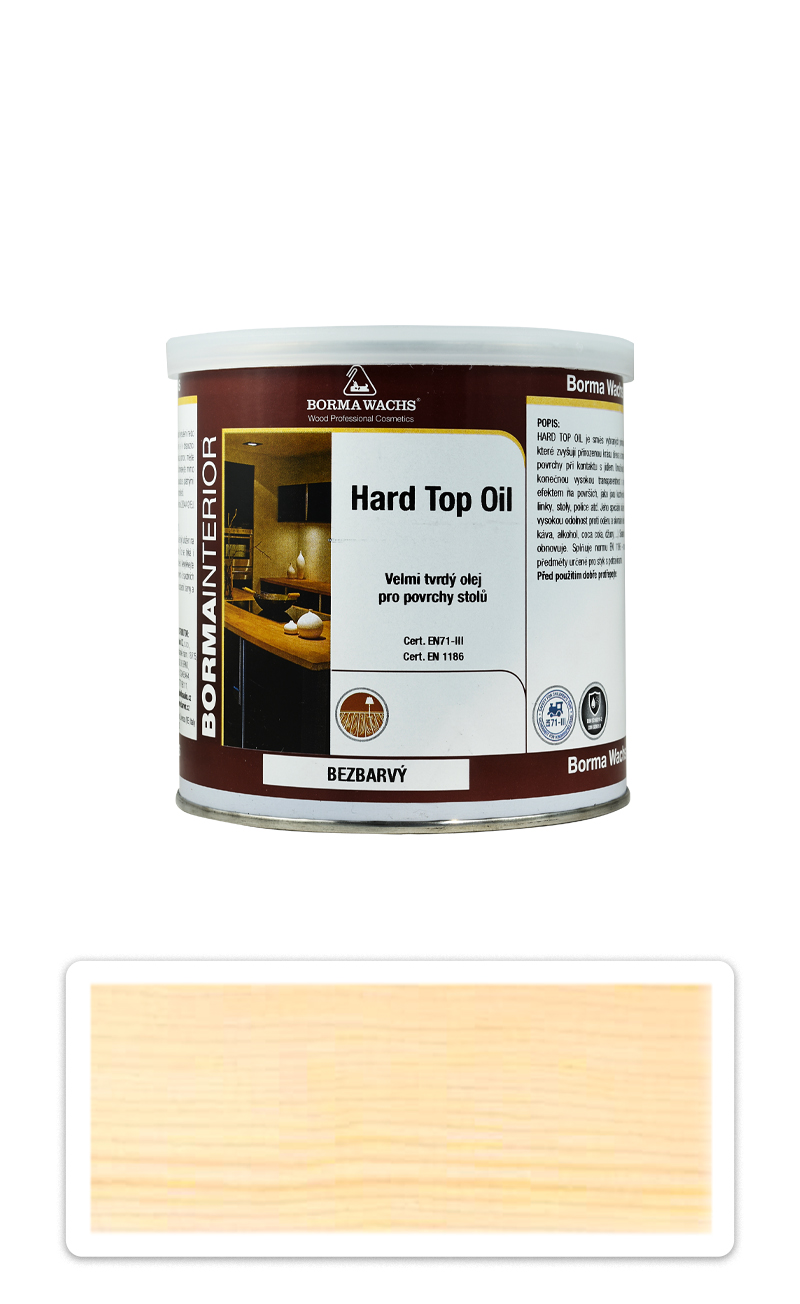 BORMA Hard Top Oil - tvrdý olej na desky stolů 0.75 l Bezbarvý
