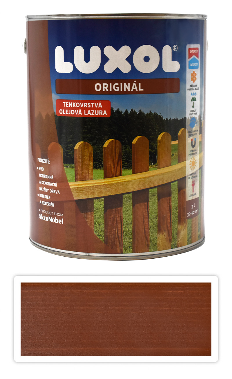 LUXOL Originál - dekorativní tenkovrstvá lazura na dřevo 3 l Mahagon (20 % zdarma)