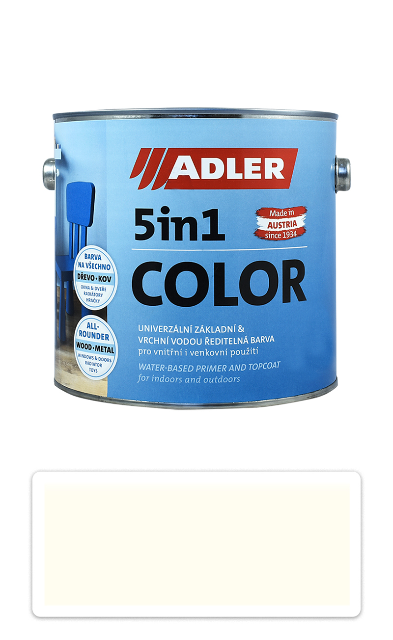 ADLER 5in1 Color - univerzální vodou ředitelná barva 2.5 l Cremeweiss / Krémová RAL 9001