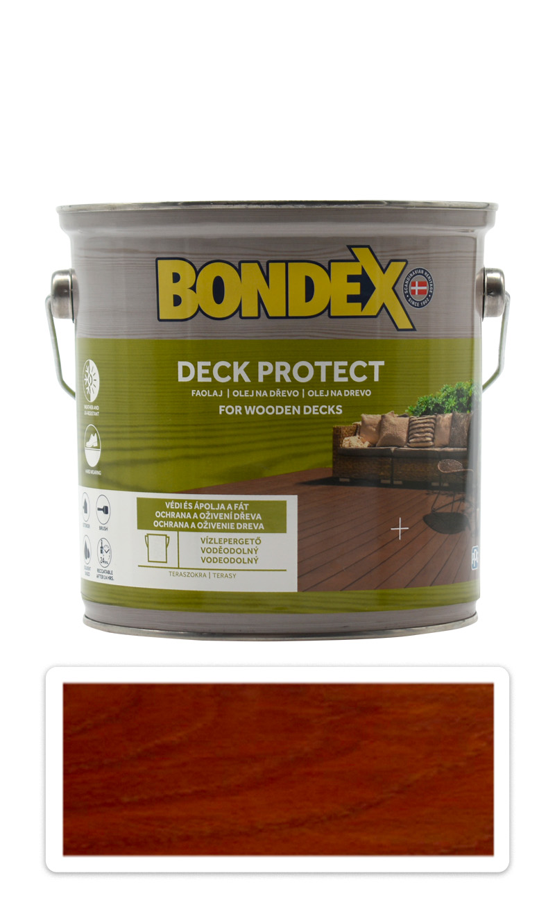 BONDEX Deck Protect - ochranný syntetický olej na dřevo v exteriéru 2.5 l Červený mahagon