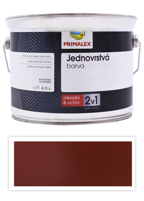 PRIMALEX 2v1 - syntetická antikorozní barva na kov 2.5 l Červenohnědá