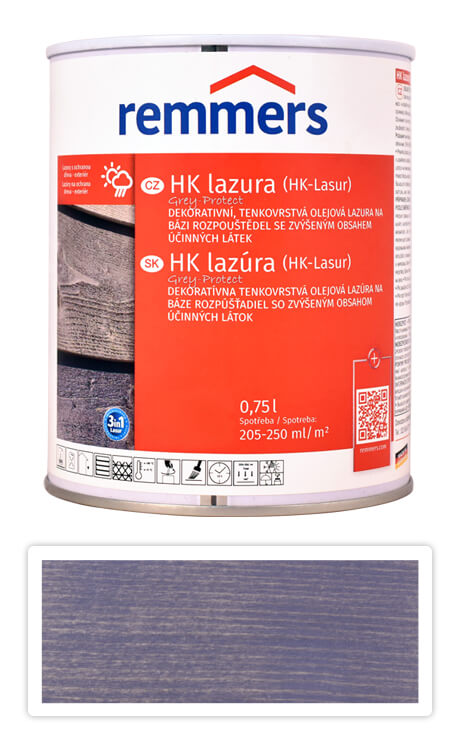 REMMERS HK lazura Grey Protect - ochranná lazura na dřevo pro exteriér 0.75 l Anthrazitgrau / Antracit FT 20928