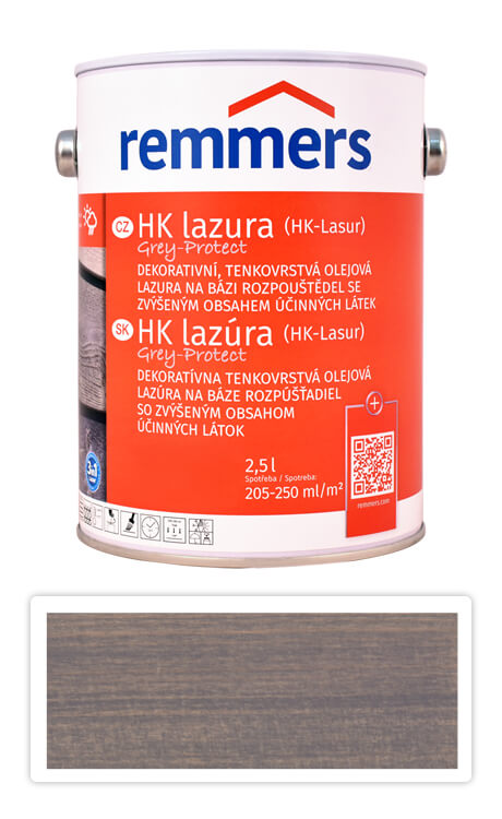 REMMERS HK lazura Grey Protect - ochranná lazura na dřevo pro exteriér 2.5 l Felsgrau / Kamenná šeď FT 20932