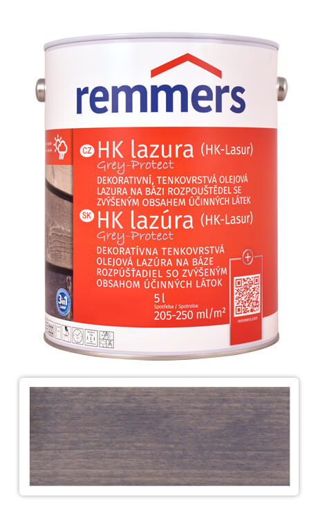 REMMERS HK lazura Grey Protect - ochranná lazura na dřevo pro exteriér 5 l Erzgrau / Kovová FT 20929