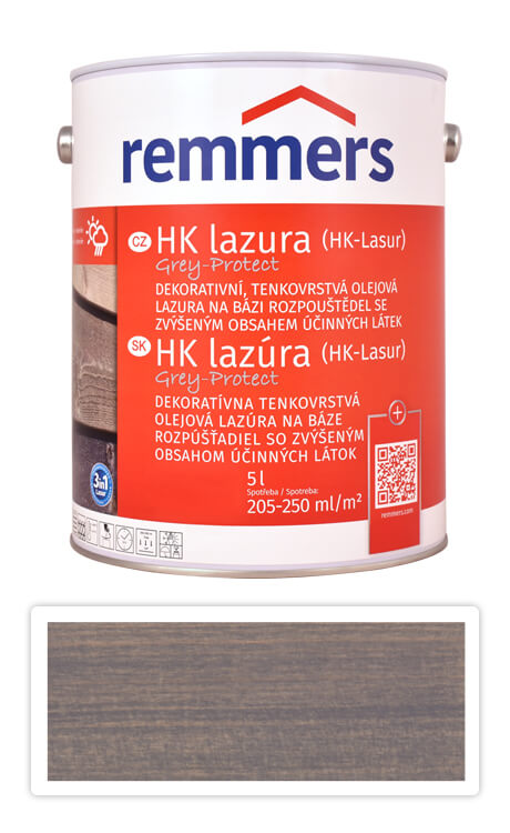REMMERS HK lazura Grey Protect - ochranná lazura na dřevo pro exteriér 5 l Felsgrau / Kamenná šeď FT 20932