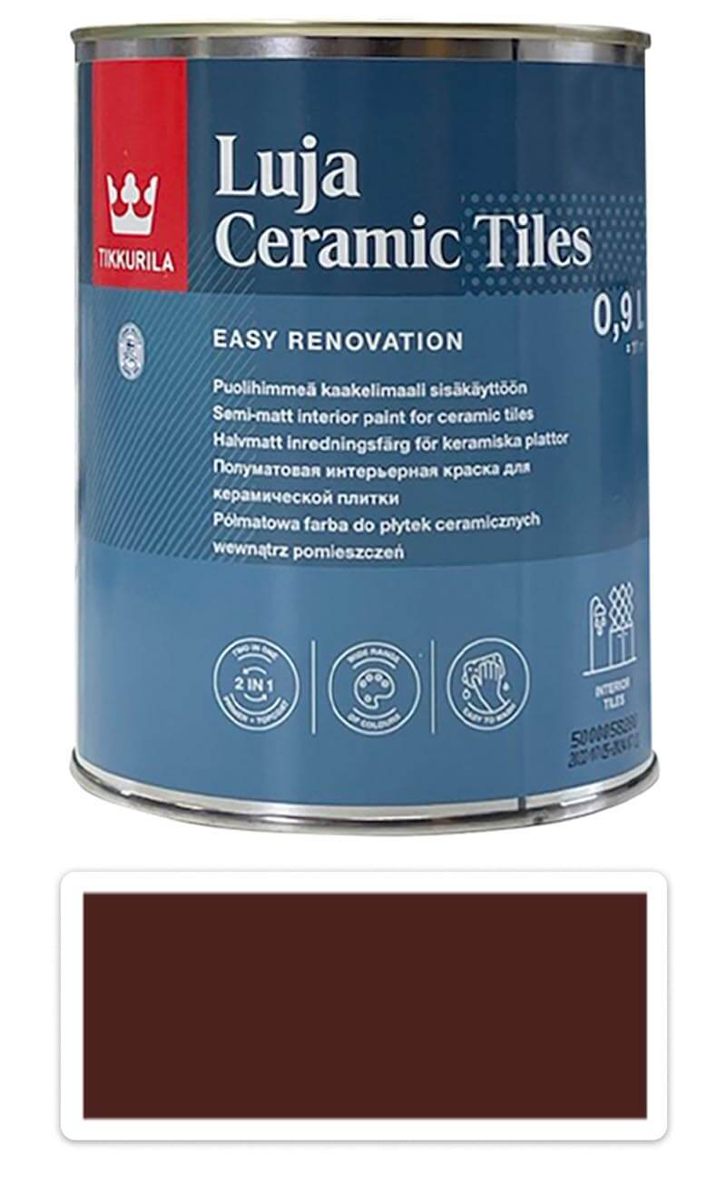 TIKKURILA Luja Ceramic Tiles - barva na keramické obklady 0.9 l Mahagonová hnědá RAL 8016