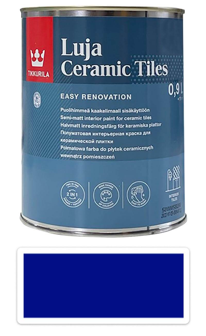 TIKKURILA Luja Ceramic Tiles - barva na keramické obklady 0.9 l Ultramarínová RAL 5002